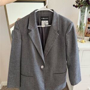 Vintage 100% Wool Blazer – Sag Harbor Size 14 – Classic Gray Tailored Jacket